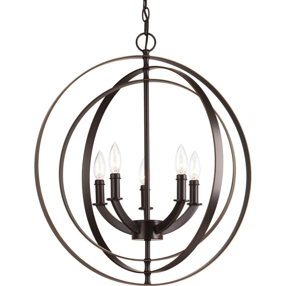 Progress Lighting Equinox 5 -Light Antique Bronze Transitional For Use in Bedrooms, Dining Rooms, Foyers, Kitchens, Living Rooms Chandelier 797652