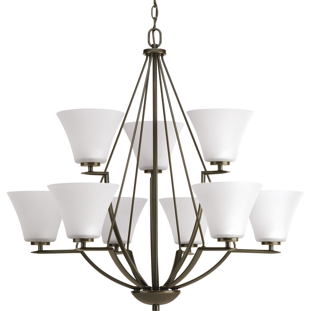 Progress Lighting Bravo 9 -Light Antique Bronze Transitional For Use in Bedrooms, Dining Rooms, Foyers, Kitchens, Living Rooms Chandelier 797733