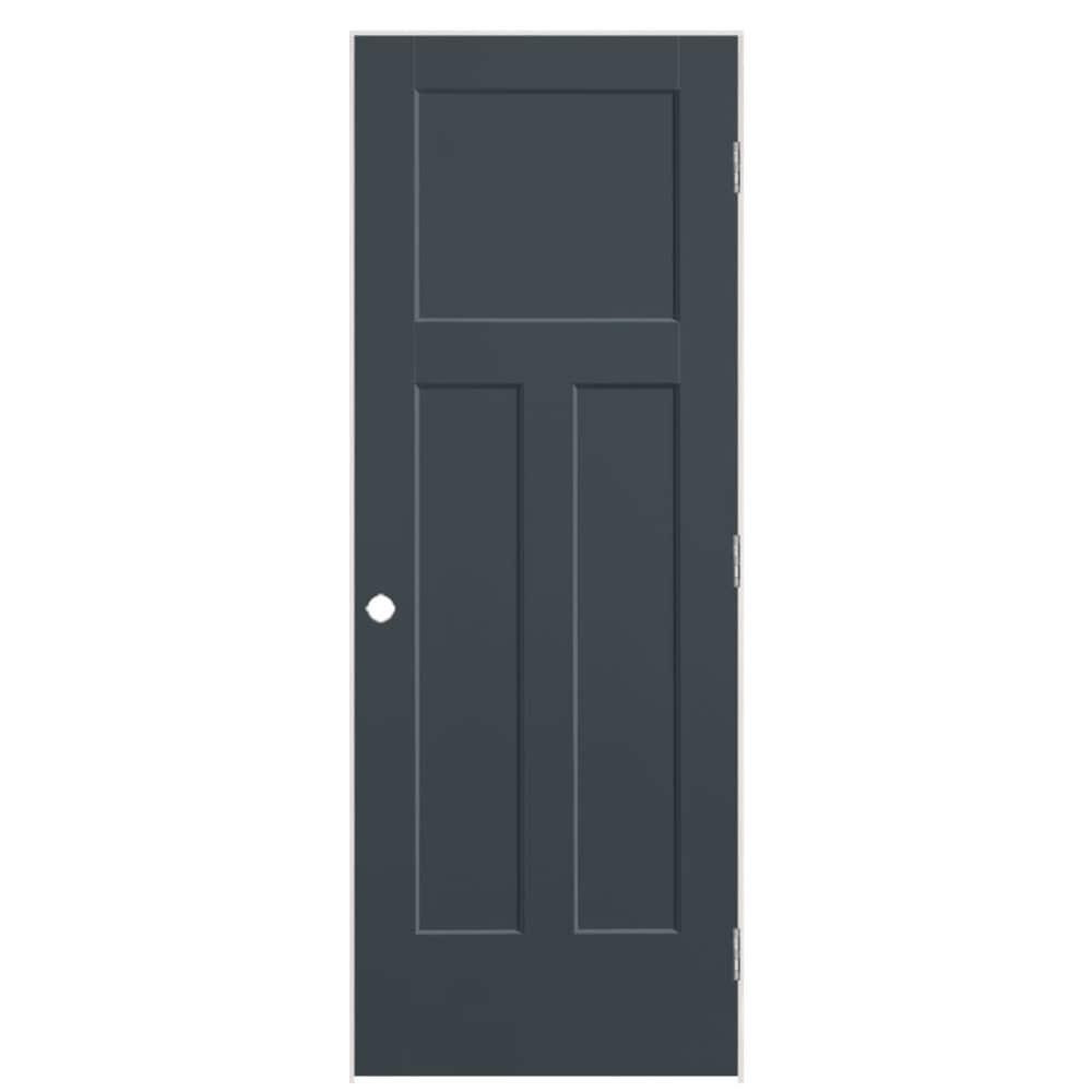 Masonite 30-in x 80-in Slate Solid core 3-panel craftsman Left hand Smooth Prefinished Molded composite Flat Jamb Single Prehung Interior Door
