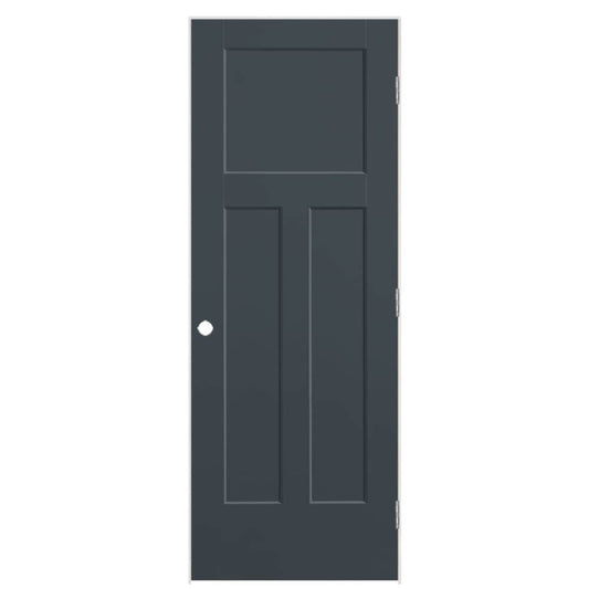 Masonite 30-in x 80-in Slate Solid core 3-panel craftsman Left hand Smooth Prefinished Molded composite Flat Jamb Single Prehung Interior Door