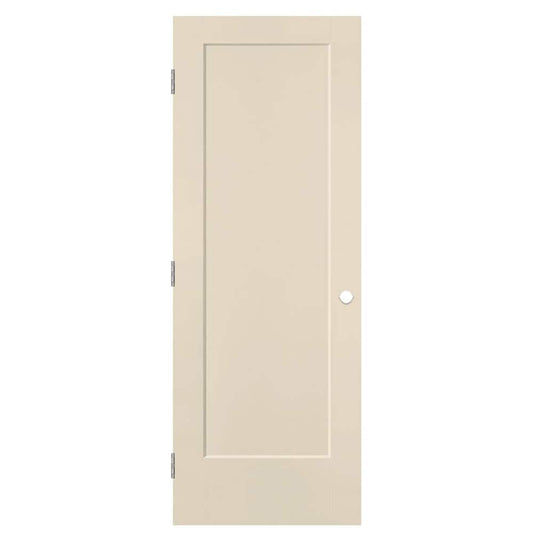 Masonite 30-in x 80-in Cream-n-Sugar Hollow core 1-panel square Right hand Smooth Prefinished Molded composite Flat Jamb Single Prehung Interior Door