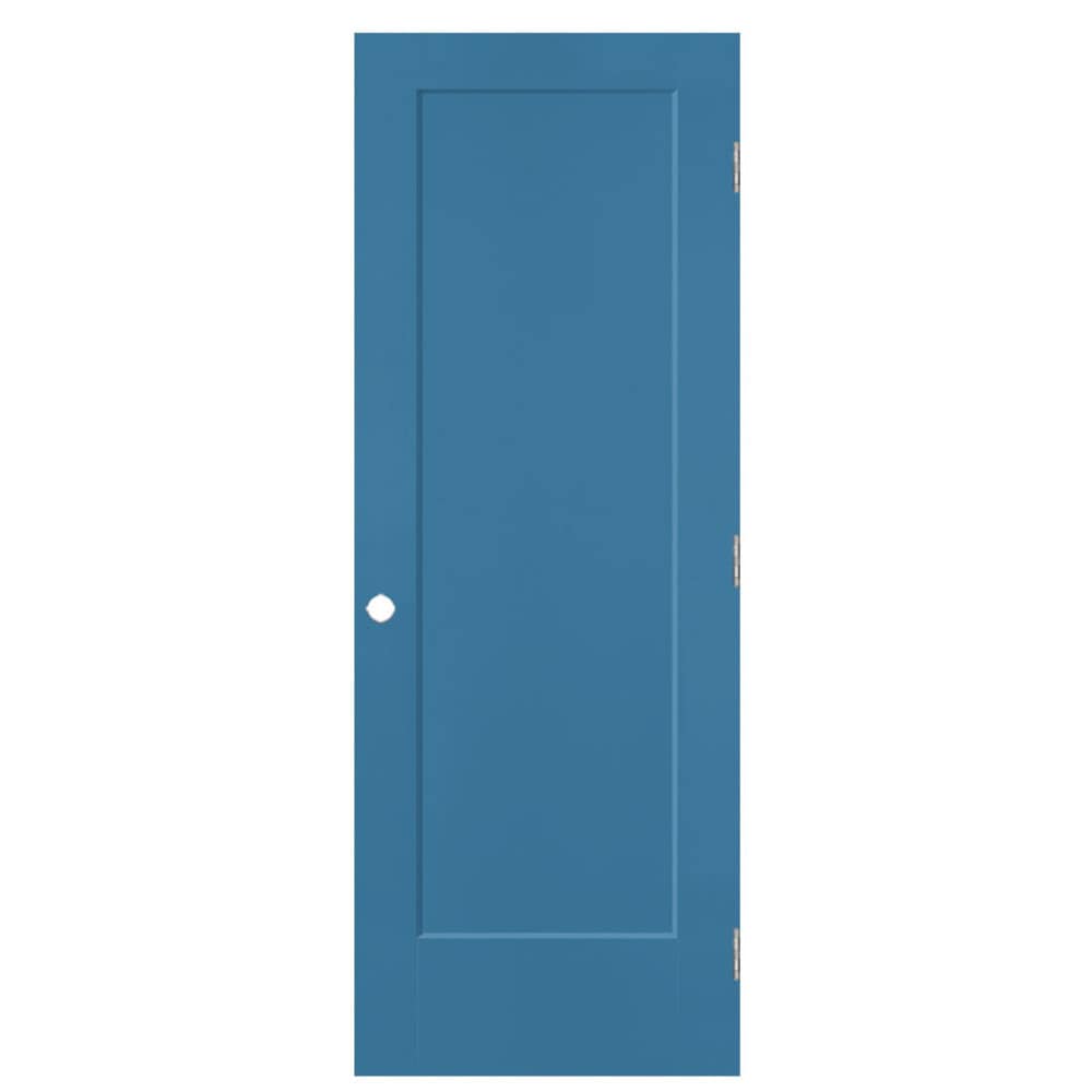 Masonite 28-in x 80-in Blue Heron Hollow core 1-panel square Left hand Smooth Prefinished Molded composite Flat Jamb Single Prehung Interior Door