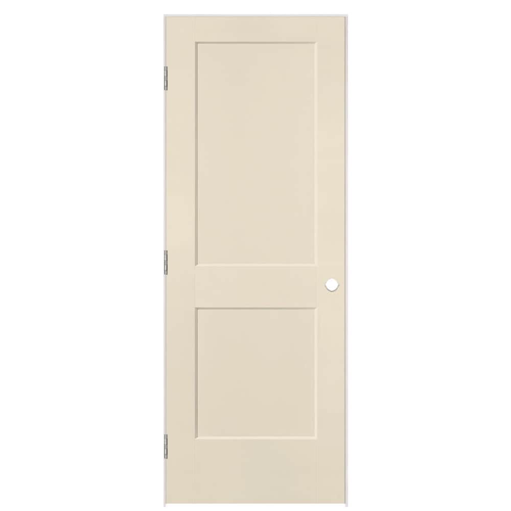 Masonite 32-in x 80-in Cream-n-Sugar Hollow core 2-panel square Right hand Smooth Prefinished Molded composite Flat Jamb Single Prehung Interior Door