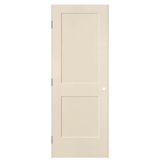 Masonite 32-in x 80-in Cream-n-Sugar Hollow core 2-panel square Right hand Smooth Prefinished Molded composite Flat Jamb Single Prehung Interior Door