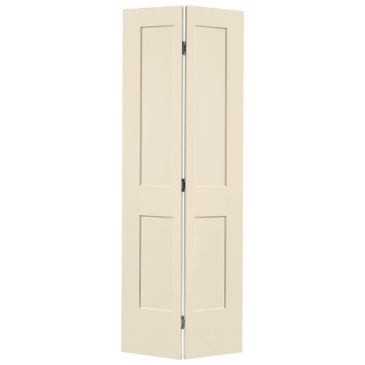 Masonite Logan 30-in x 80-in Cream-N-Sugar 2-panel square Smooth Hollow core Prefinished Molded composite Closet Bifold Door ( Hardware Included )