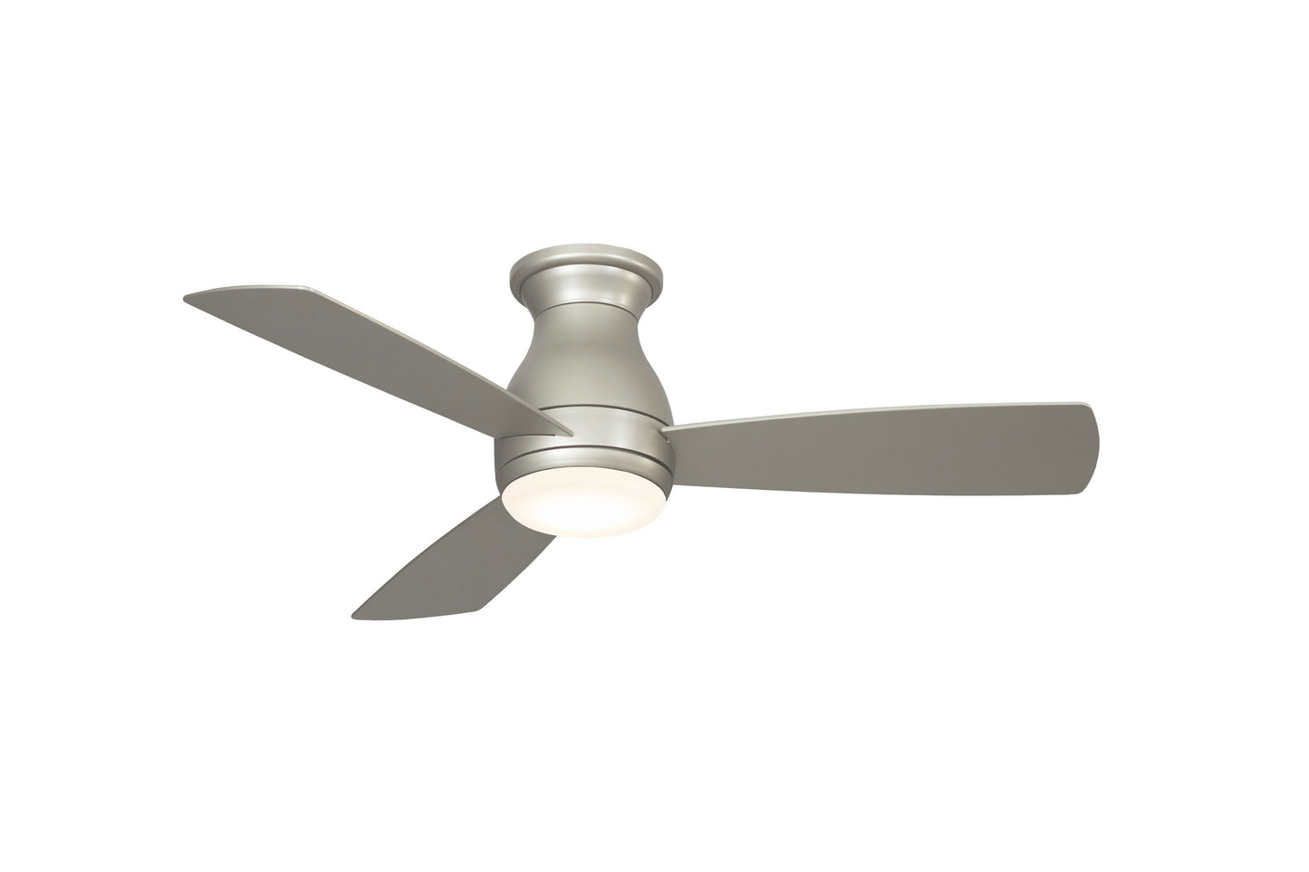 Fanimation Hugh 44-in Integrated LED Outdoor Flush Mount Brushed Nickel with Brushed Nickel Blades Ceiling Fan With Light - Remote Included ( 3 -Blade ) 1391620