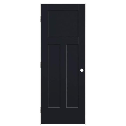 Masonite 24-in x 80-in Midnight Hollow core 3-panel craftsman Right hand Smooth Prefinished Molded composite Flat Jamb Single Prehung Interior Door