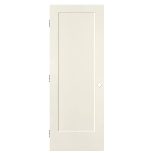 Masonite 32-in x 80-in Moonglow Solid core 1-panel square Right hand Smooth Prefinished Molded composite Flat Jamb Single Prehung Interior Door
