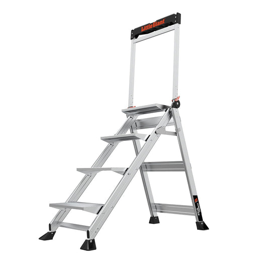 Little Giant Ladders Jumbo Step M4 4-Step 375-lb Capacity Silver Aluminum Foldable Step Stool 11904