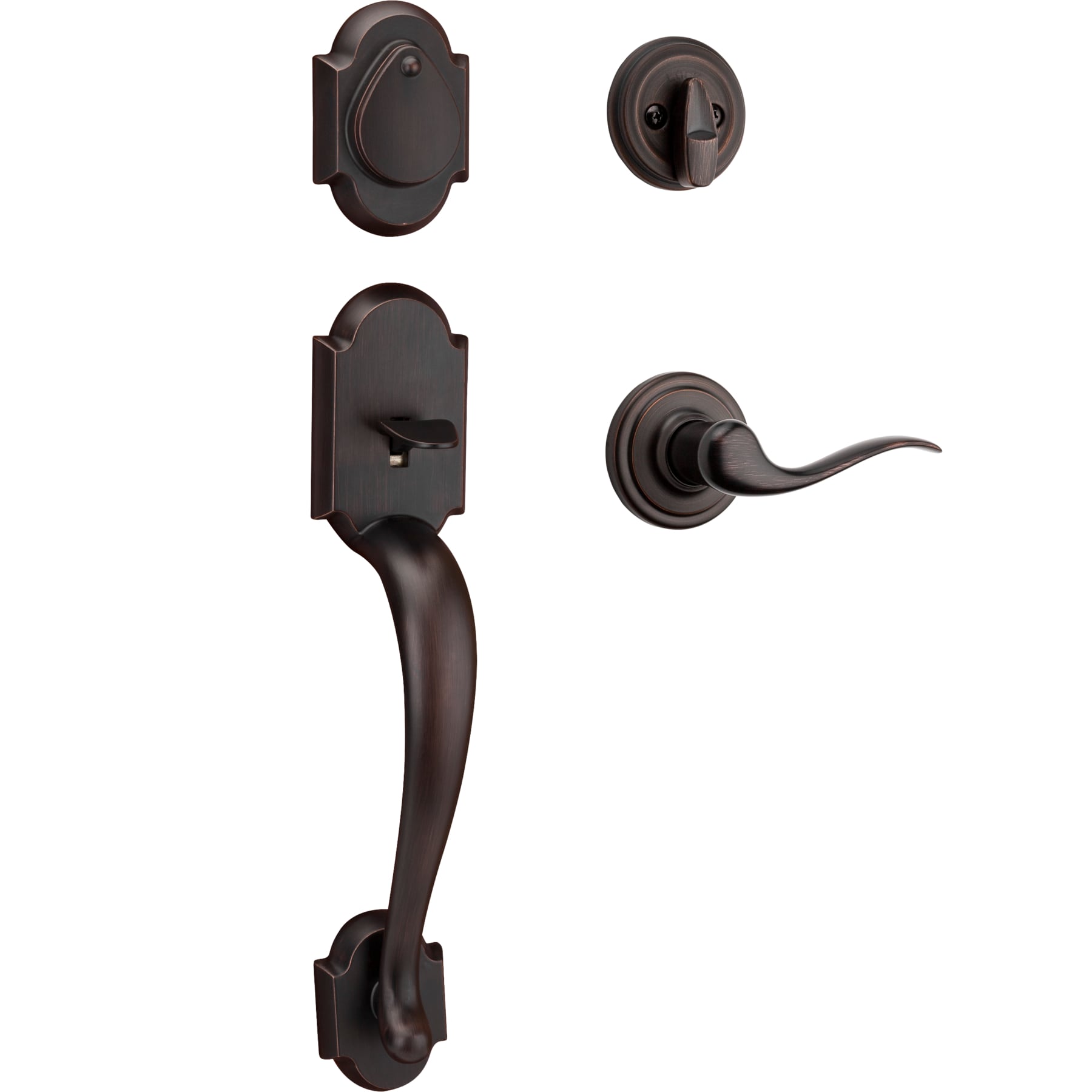 Kwikset Signature Series Austin Venetian Bronze Single-Cylinder Deadbolt Entry Door Handleset with Tustin Lever and Smartkey 800AUHXTNL 11P SMT