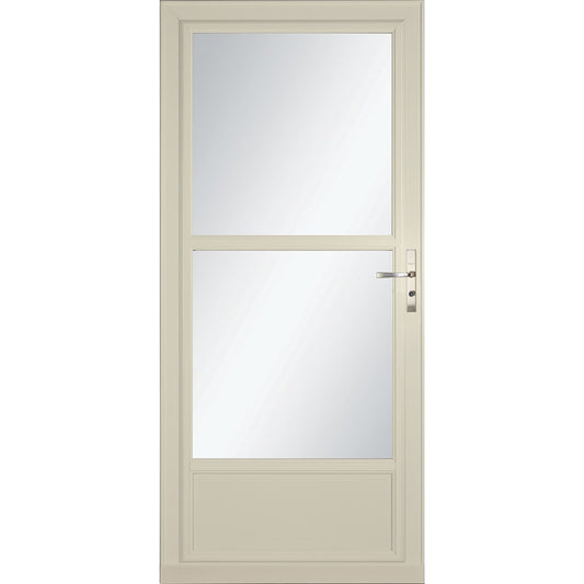LARSON 80 Midview (Tradewinds) 32-in x 81-in Almond Aluminum Reversible Hinge Storm Door with Retractable Screen ( Brushed nickel Handle Included )