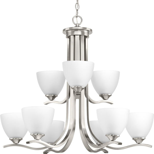 Progress Lighting Laird 9 -Light Brushed Nickel Transitional For Use in Bedrooms, Dining Rooms, Foyers, Kitchens, Living Rooms Chandelier 1007521