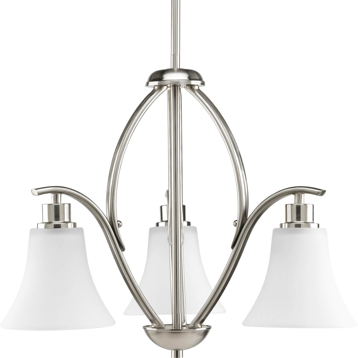 Progress Lighting Joy 3 -Light Brushed Nickel Traditional For Use in Bedrooms, Dining Rooms, Foyers, Kitchens, Living Rooms Chandelier 1160510