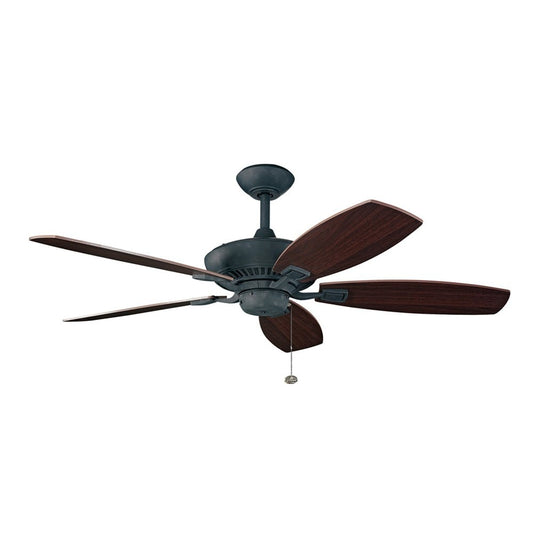 Kichler Canfield 52-in Distressed Black with Walnut/American Walnut Blades Ceiling Fan Light Kit Compatible ( 5 -Blade ) 1254108