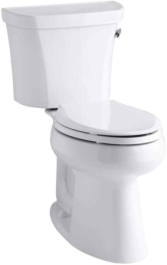KOHLER Highline White Elongated Chair height 10-in Rough-In WaterSense 1.28 GPF 2-piece Toilet