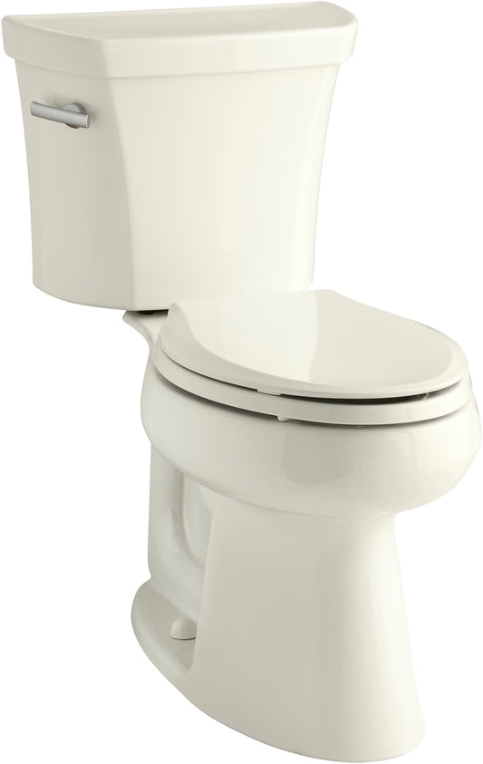 KOHLER Highline Biscuit Elongated Chair height 12-in Rough-In WaterSense 1.28 GPF 2-piece Toilet