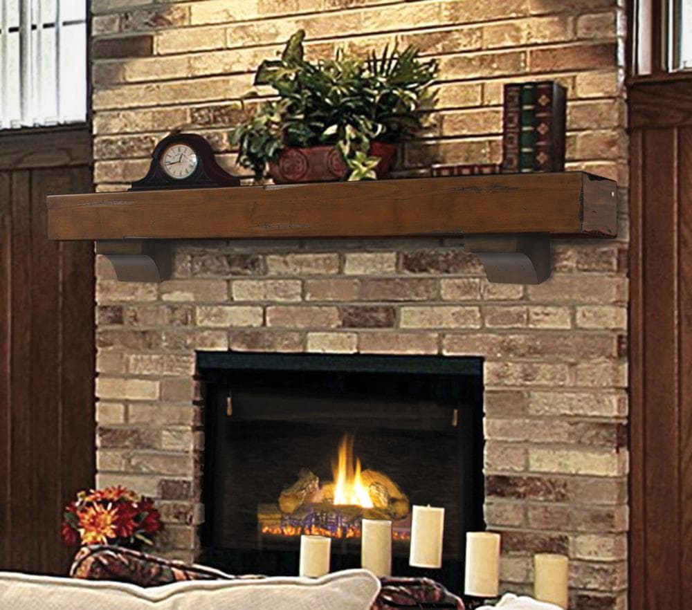 Pearl Mantels 60-in W x 10.5-in H x 9-in D Rustic Cherry Pine Hollow Rustic Fireplace Mantel 412-60-70