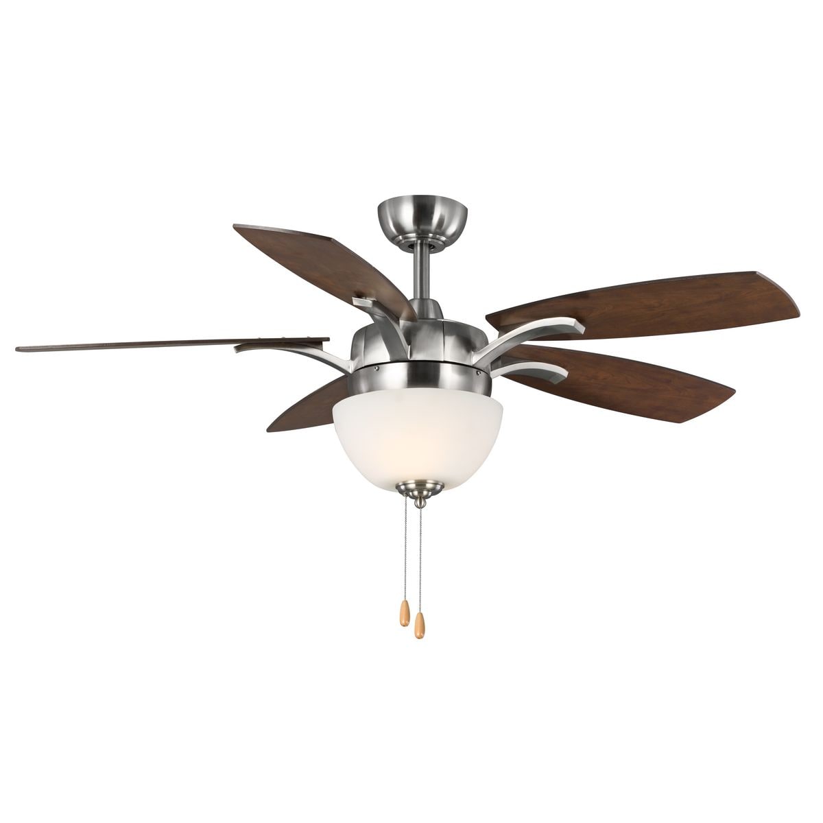 Progress Lighting Olson 52-in Brushed Nickel with Classic Walnut/Medium Cherry Blades Ceiling Fan With Light ( 5 -Blade ) 1264289