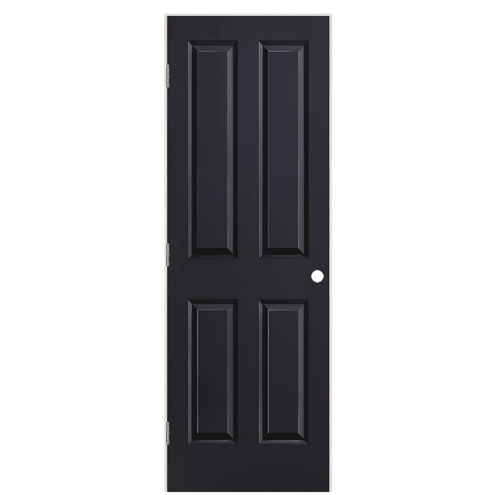 Masonite 28-in x 80-in Midnight Hollow core 4 panel square Right hand Smooth Prefinished Molded composite Flat Jamb Single Prehung Interior Door