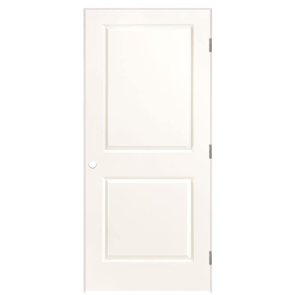 Masonite 36-in x 80-in Snowstorm Hollow core 2-panel square Right hand Smooth Prefinished Molded composite Flat Jamb Single Prehung Interior Door
