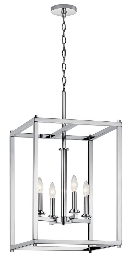 Kichler Crosby 4 -Light Chrome Modern/contemporary Square Large Hanging Pendant light 1331818