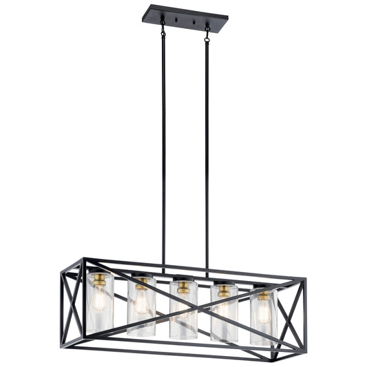 Kichler Moorgate 5 -Light Black Farmhouse Cage For Use in Bedrooms, Dining Rooms, Foyers, Kitchens, Living Rooms Chandelier 1331795