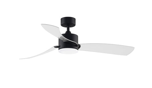 Fanimation SculptAire 52-in Integrated LED Outdoor Black with Clear Blades Propeller Ceiling Fan With Light - Remote Included ( 3 -Blade ) 1391686