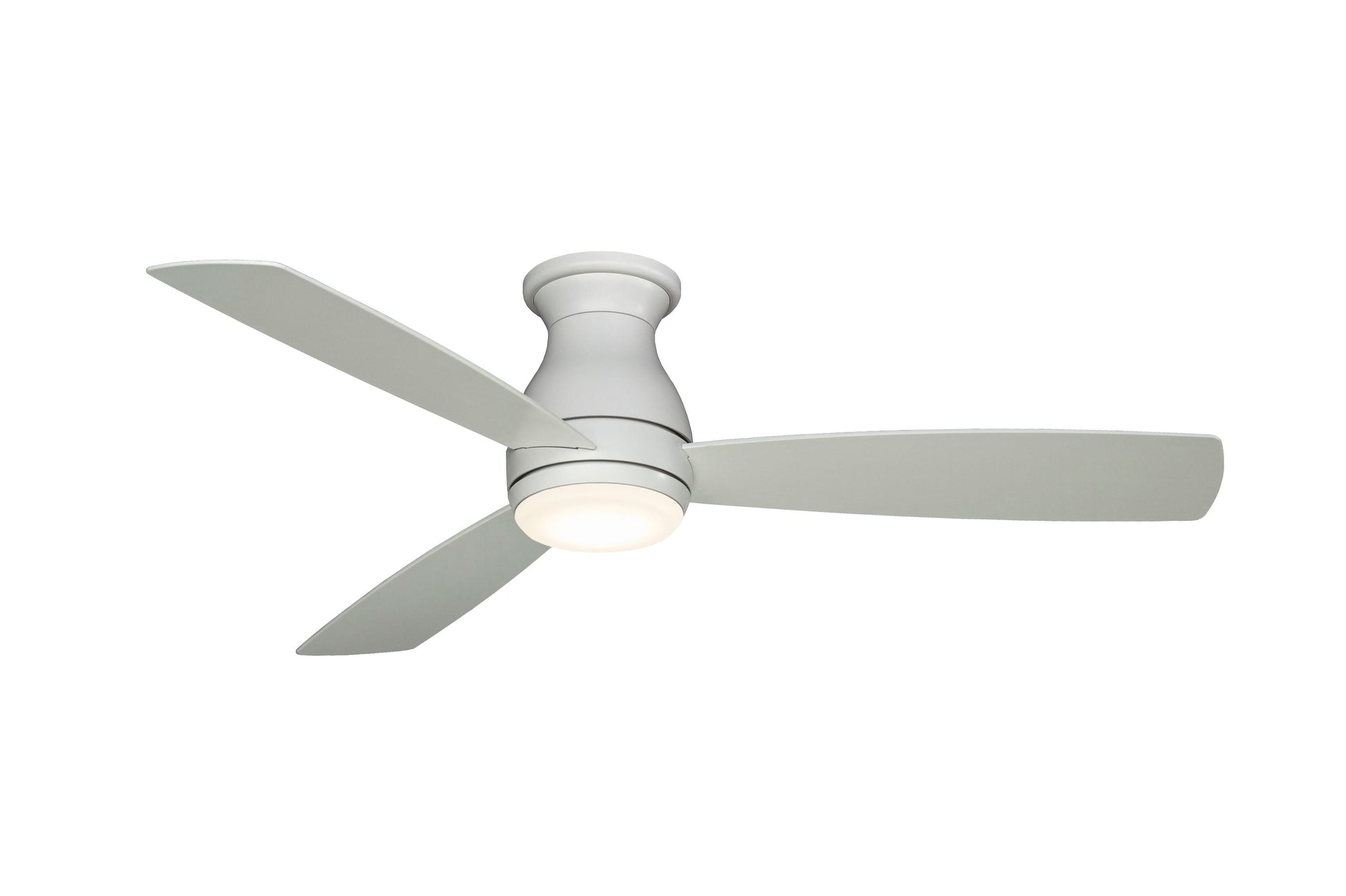 Fanimation Hugh 52-in Integrated LED Outdoor Flush Mount Matte White with Matte White Blades Ceiling Fan With Light - Remote Included ( 3 -Blade ) 1391614