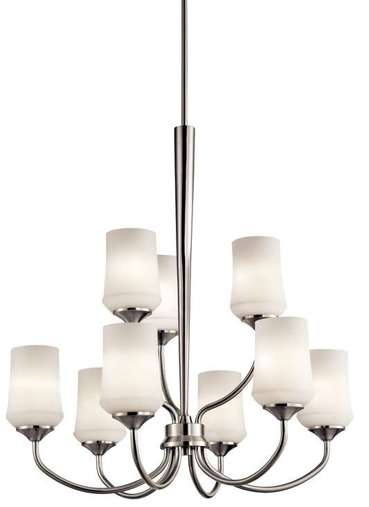 Kichler Aubrey 9 -Light Nickel Transitional For Use in Bedrooms, Dining Rooms, Foyers, Kitchens, Living Rooms Chandelier 1424810