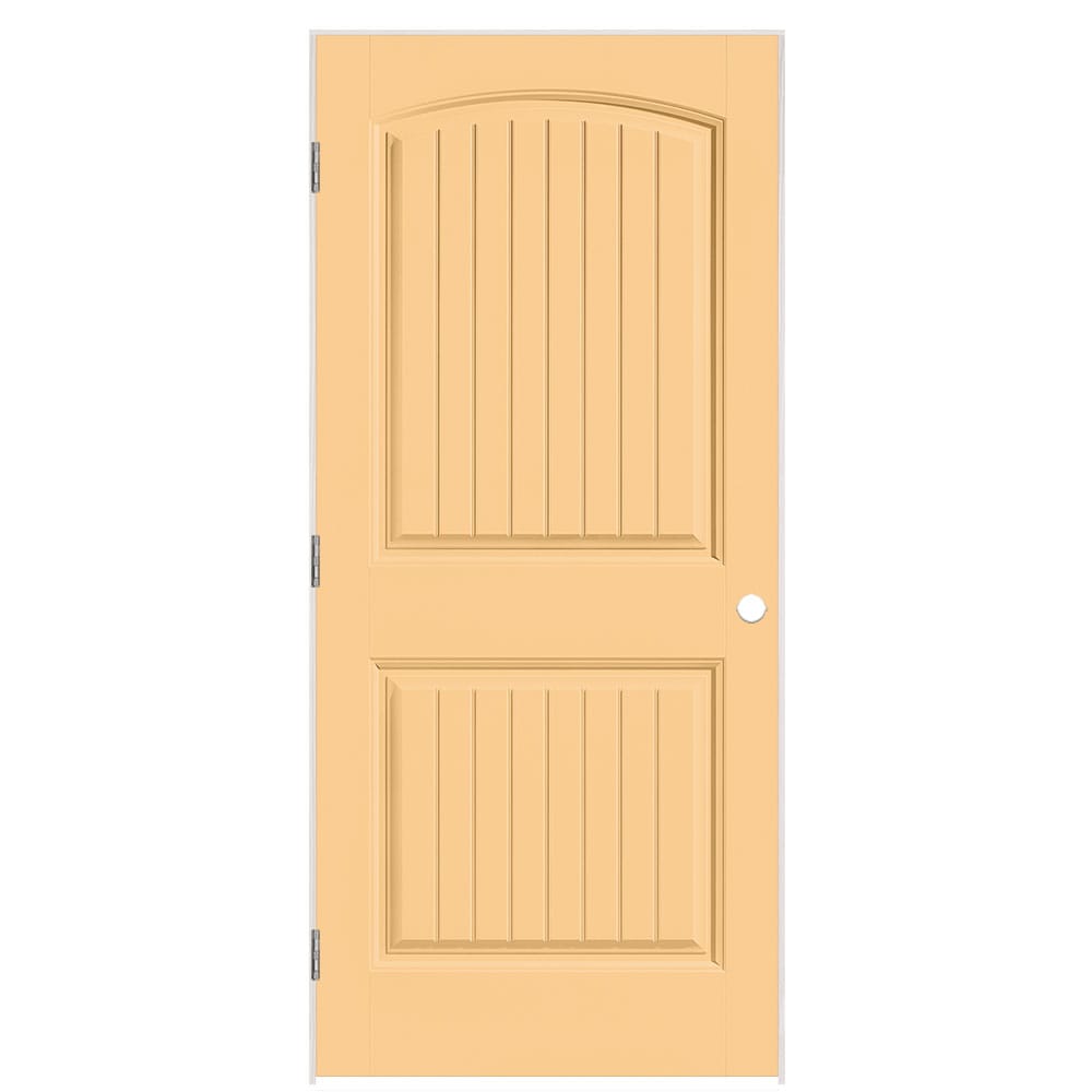 Masonite 36-in x 80-in Marigold Hollow core 2-panel round top plank Left hand Smooth Prefinished Molded composite Flat Jamb Single Prehung Interior Door