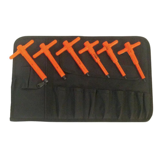 Jameson 6-Piece Metric T-Shaped Hex Key Set with Flat End, Case Included, 1,000-Volt Rated for Live Line Applications JT-KT-02665