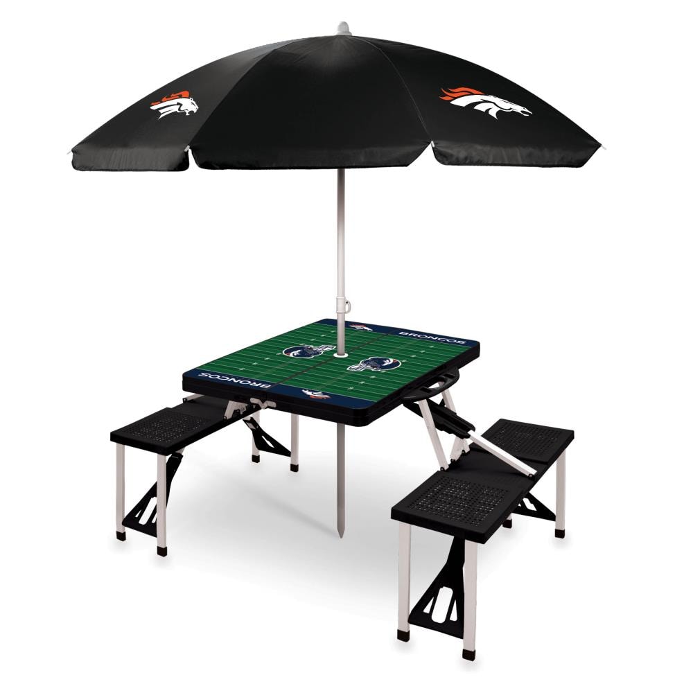 Picnic Time Denver Broncos 54-in Black Plastic Rectangle Folding Picnic Table
