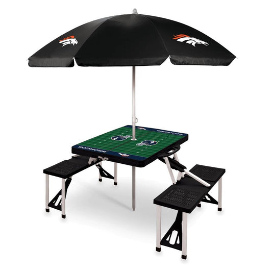 Picnic Time Denver Broncos 54-in Black Plastic Rectangle Folding Picnic Table