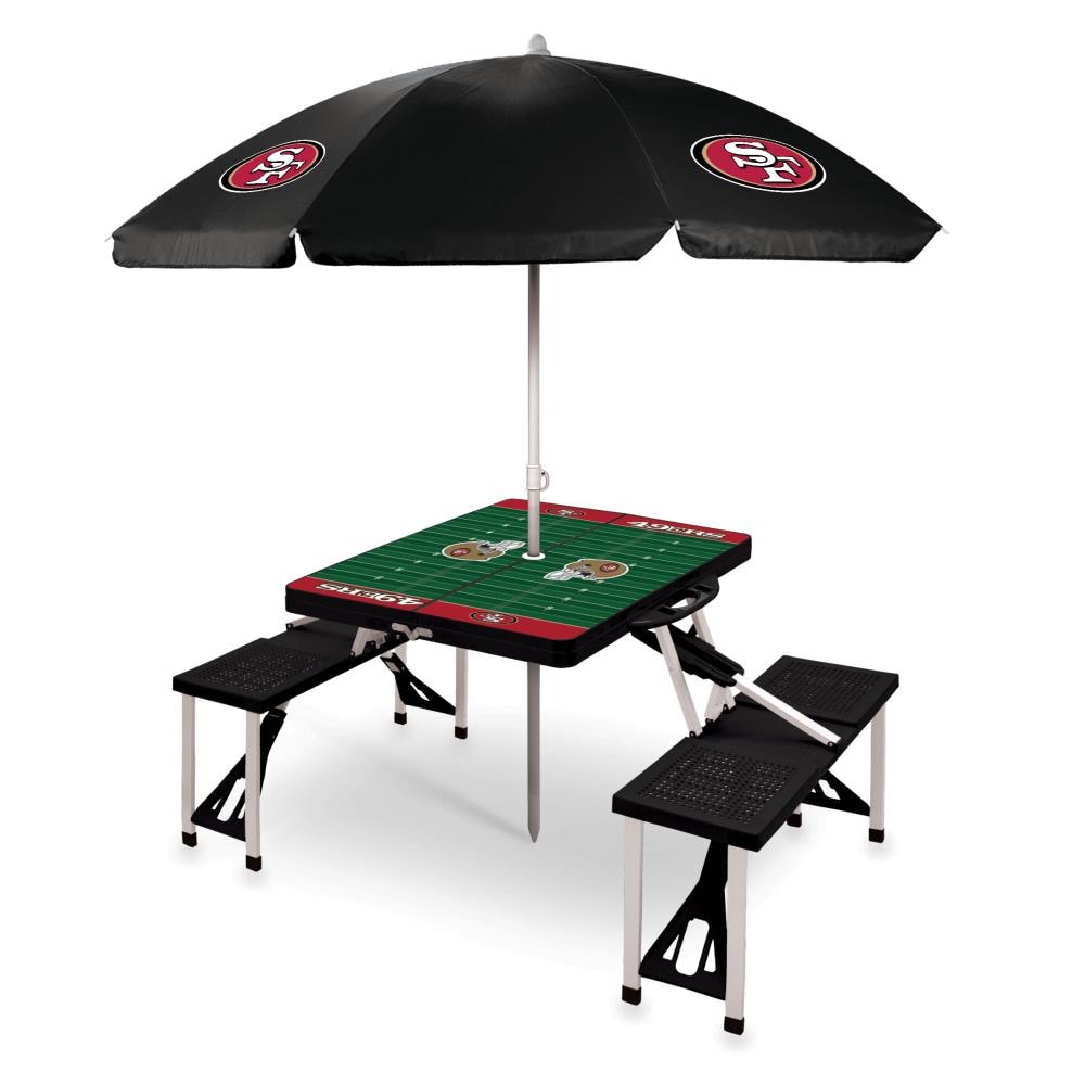 Picnic Time San Francisco 49ers 54-in Black Plastic Rectangle Folding Picnic Table
