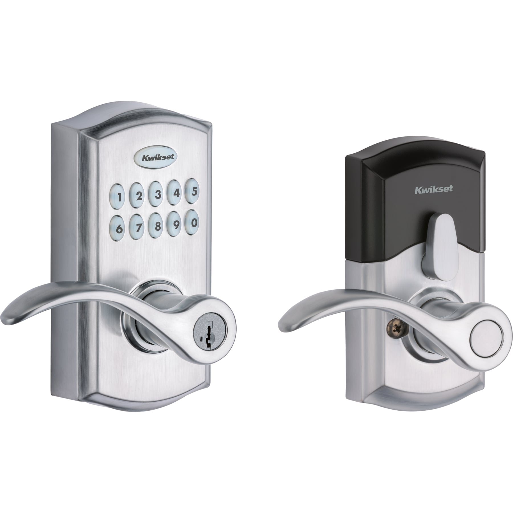 Kwikset SmartCode 955 Satin Chrome Electronic Handle Smartkey with Keypad 955PML 26D SMT CP