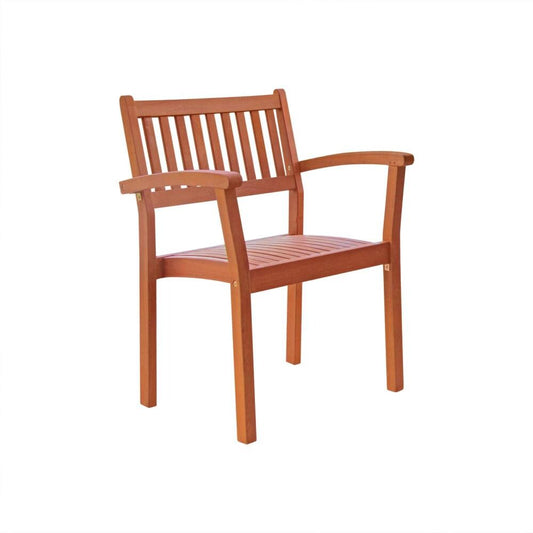 VIFAH Malibu Set of 4 Stackable Red Tan Wood Frame Stationary Dining Chair with Slat Seat