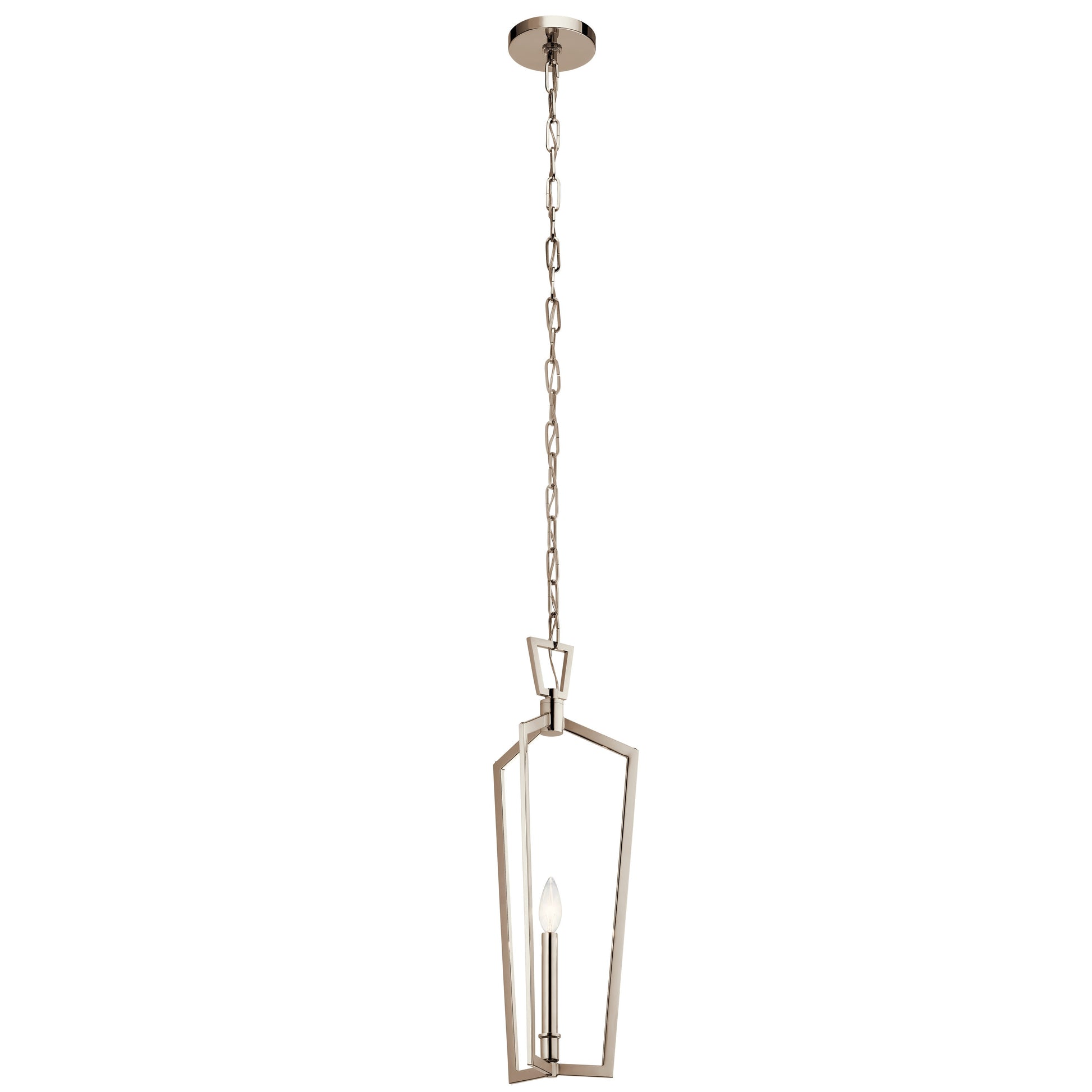 Kichler Abbotswell 1 -Light Polished Nickel Traditional Geometric Mini Hanging Pendant light 1477148
