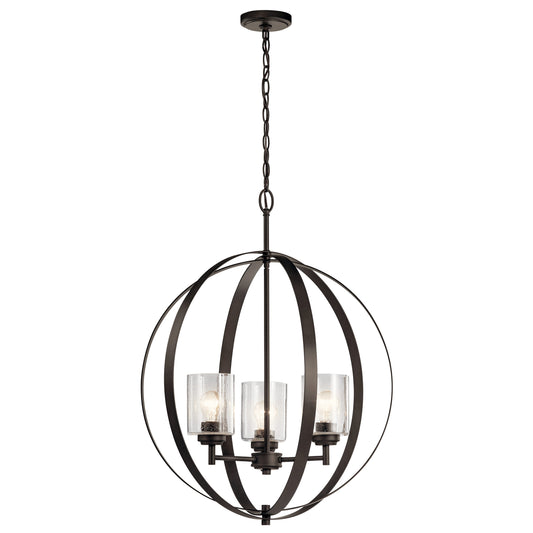 Kichler Winslow 3 -Light Bronze Modern/contemporary Cage For Use in Bedrooms, Dining Rooms, Foyers, Kitchens, Living Rooms Chandelier 1424657