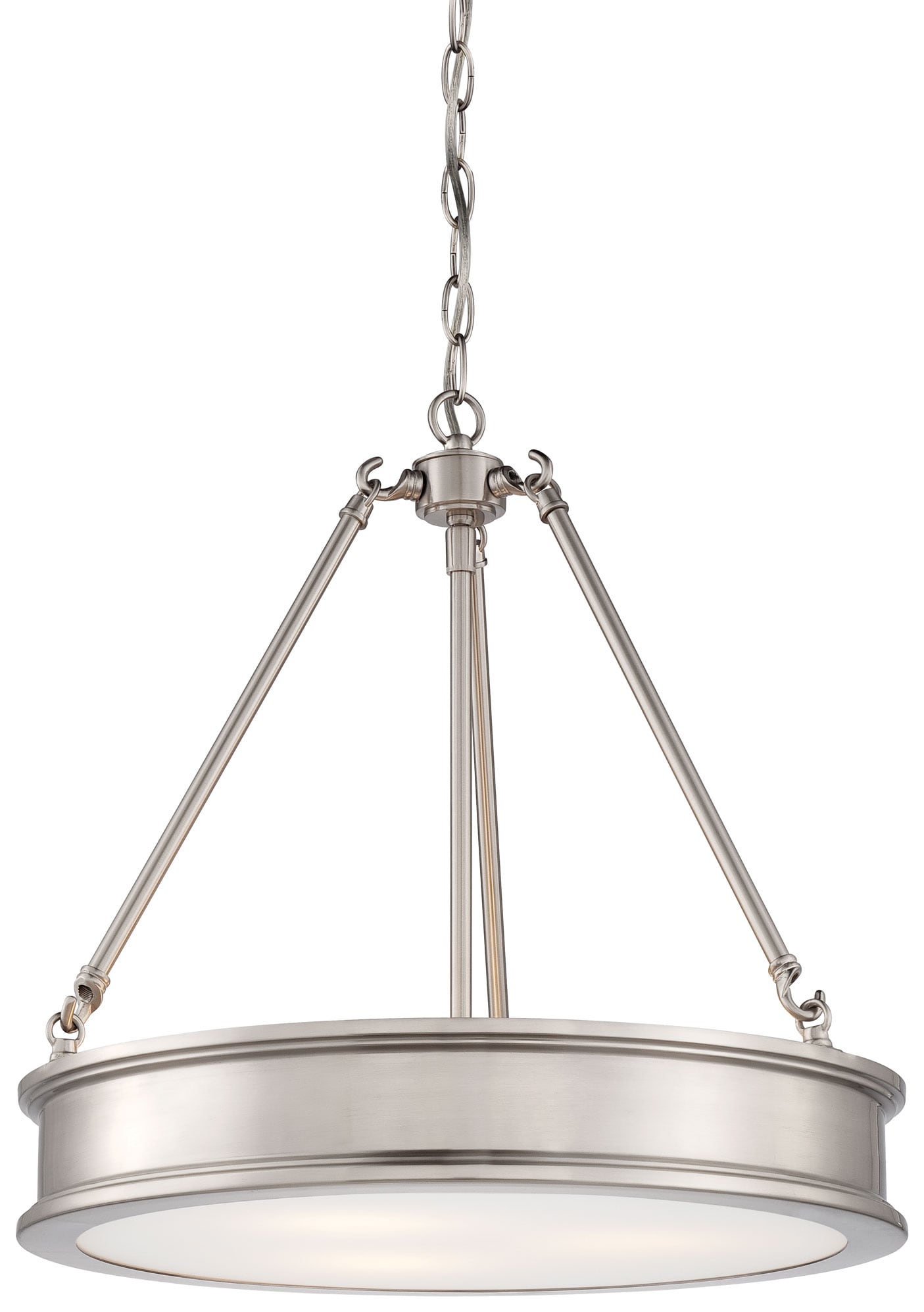 Minka Lavery Harbour Point 3 -Light Brushed Nickel Modern/contemporary Etched glass Drum Medium Hanging Pendant light 1640797