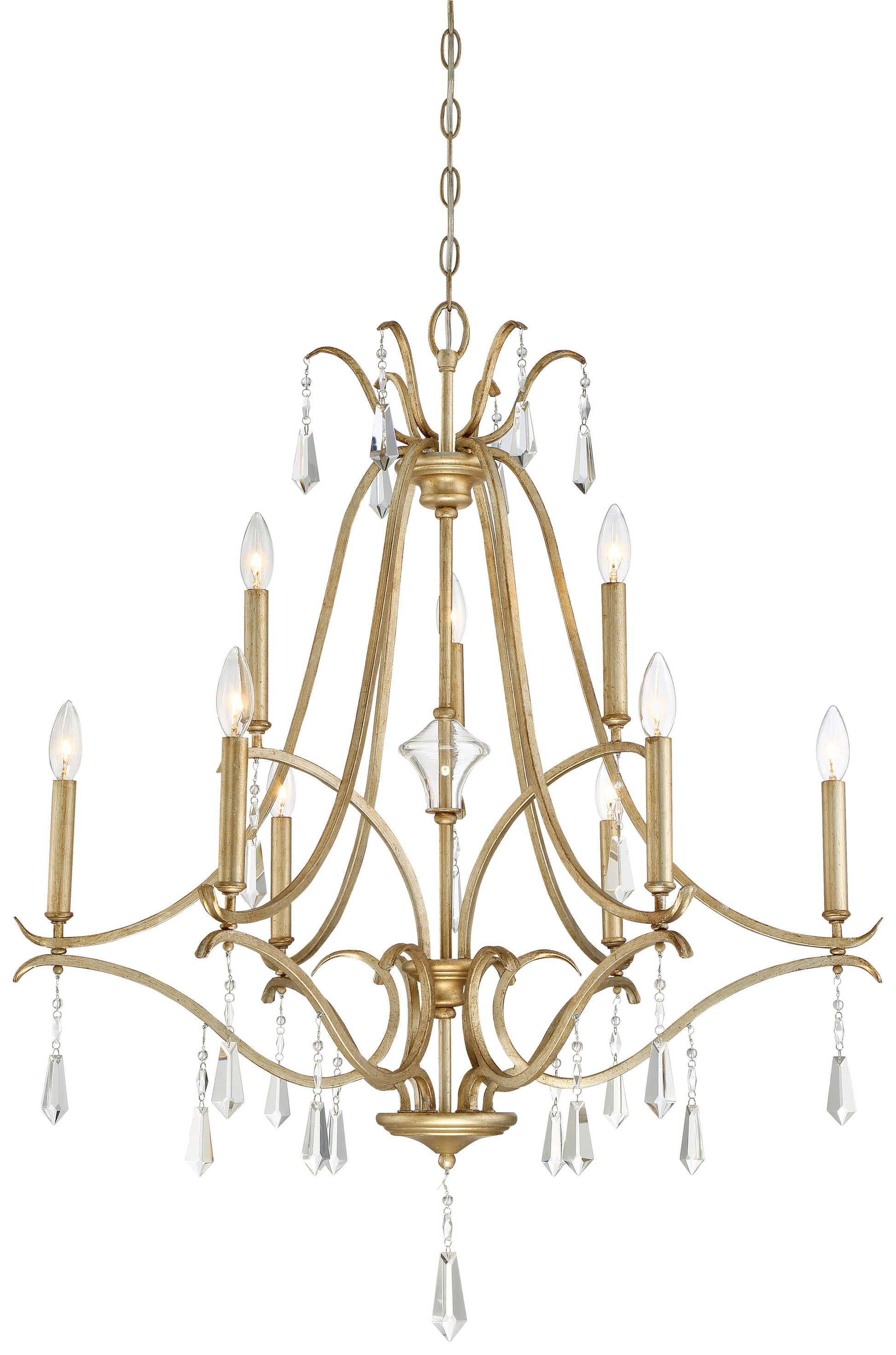 Minka Lavery Laurel Estate 9 -Light Gloss Gold Traditional Crystal For Use in Bedrooms, Dining Rooms, Foyers, Kitchens, Living Rooms Chandelier 1664383