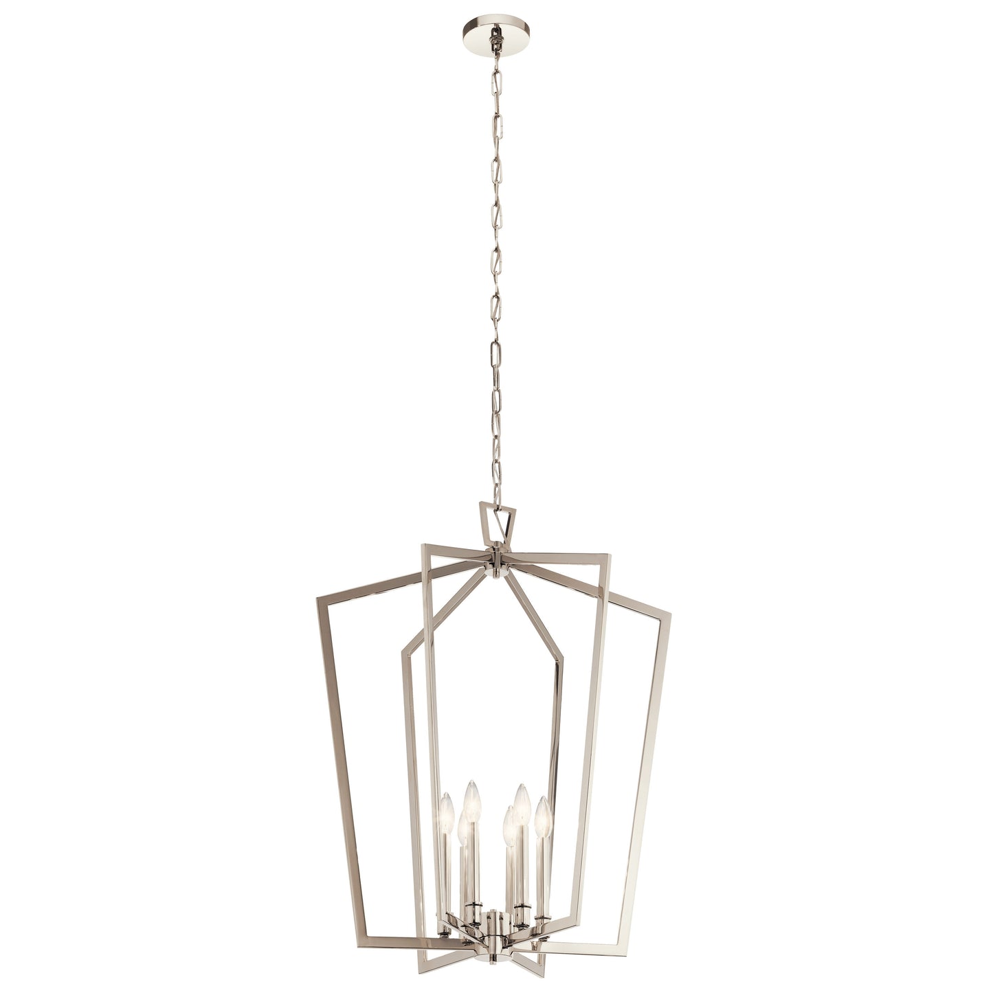 Kichler Abbotswell 6 -Light Polished Nickel Traditional Geometric Large Hanging Pendant light 1790599