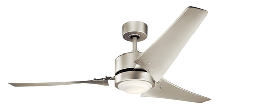 Kichler Rana 60-in Integrated LED Outdoor Brushed Nickel with Nickel Blades Ceiling Fan With Light - Remote Included ( 3 -Blade ) 1694997