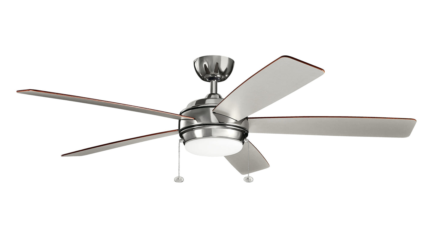 Kichler Starkk 60-in Integrated LED Polished Nickel with Silver/Walnut Blades Ceiling Fan With Light ( 5 -Blade ) 1694939
