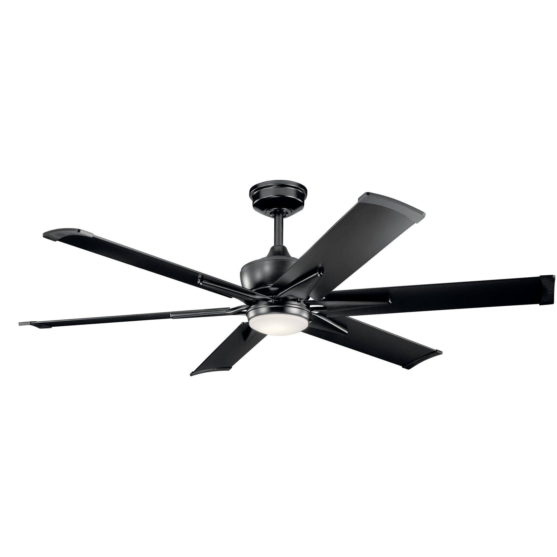 Kichler Szeplo 60-in Integrated LED Outdoor Satin Black with Satin Black Blades Propeller Ceiling Fan With Light - Remote Included ( 6 -Blade ) 1694966
