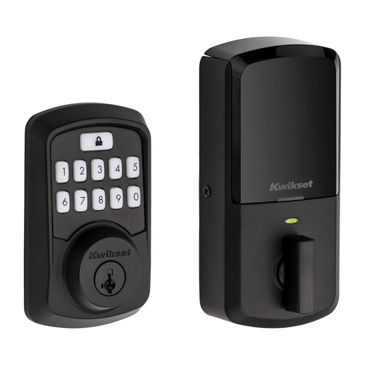 Kwikset Aura Matte Black Smart Lock Electronic Deadbolt Bluetooth Smartkey with Keypad 942 BLE DB 514 SMT