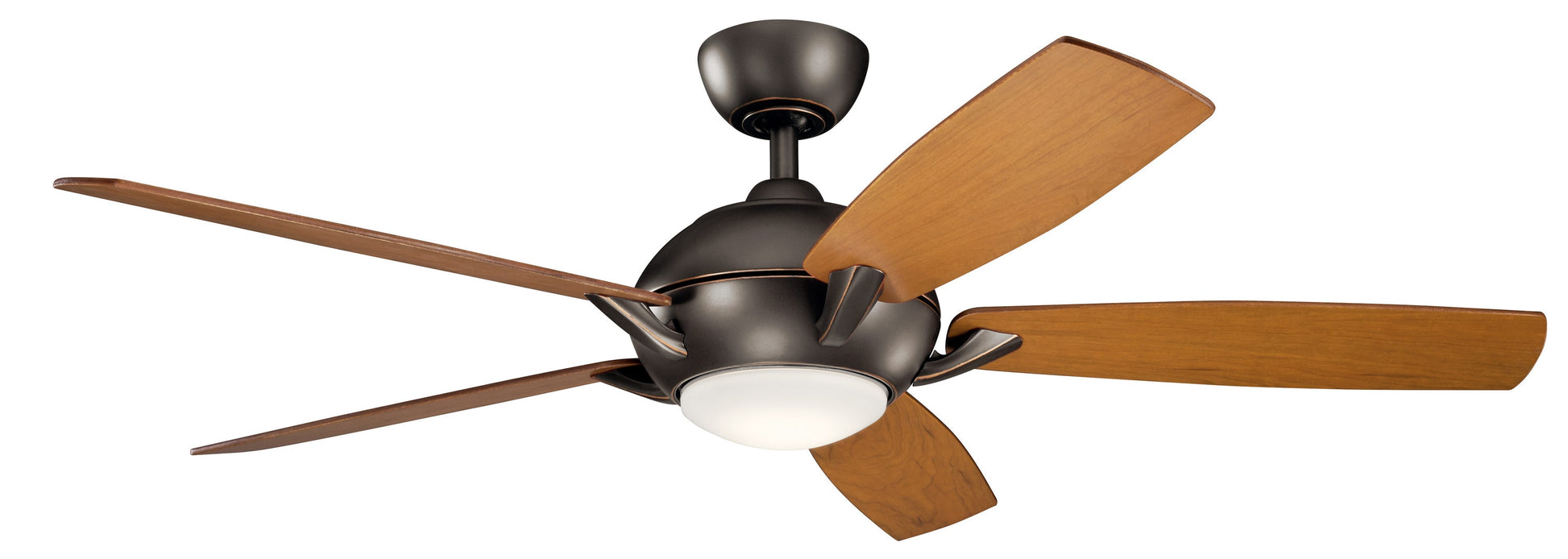 Kichler Geno 54-in Integrated LED Olde Bronze with Walnut/Cherry Blades Ceiling Fan With Light - Remote Included ( 5 -Blade ) 1694993