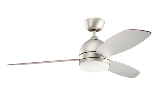 Kichler Vassar 52-in Integrated LED Brushed Nickel with Silver/Walnut Blades Ceiling Fan With Light ( 3 -Blade ) 1694971