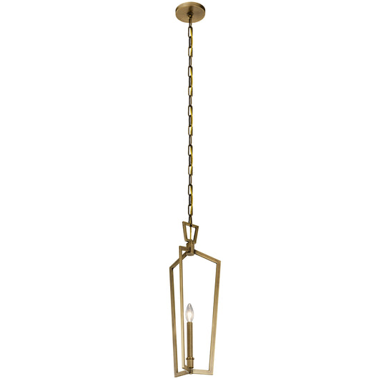 Kichler Abbotswell 1 -Light Natural Brass Traditional Lantern Large Hanging Pendant light 1958941
