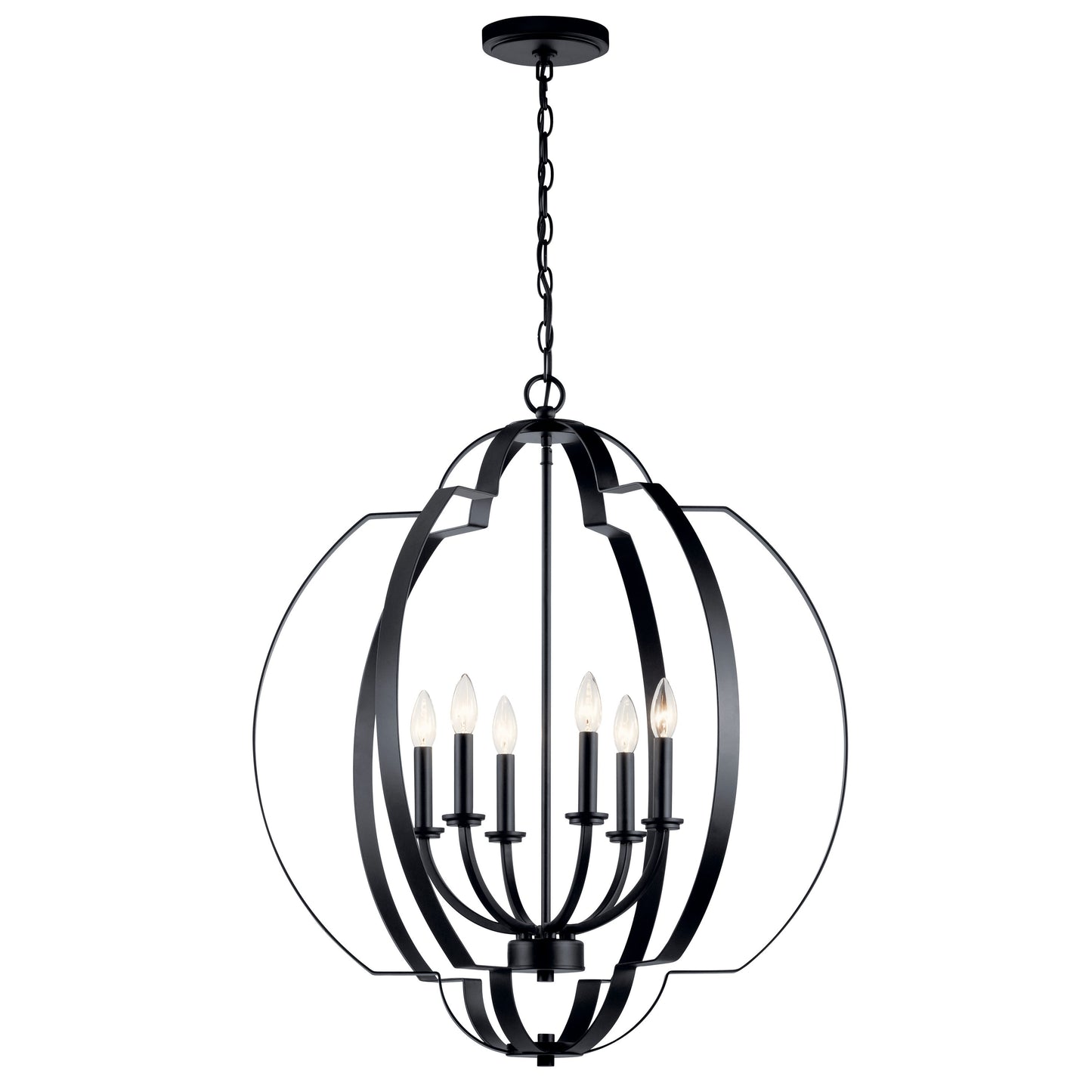 Kichler Voleta 6 -Light Black Traditional Cage For Use in Bedrooms, Dining Rooms, Foyers, Kitchens, Living Rooms Chandelier 1958832