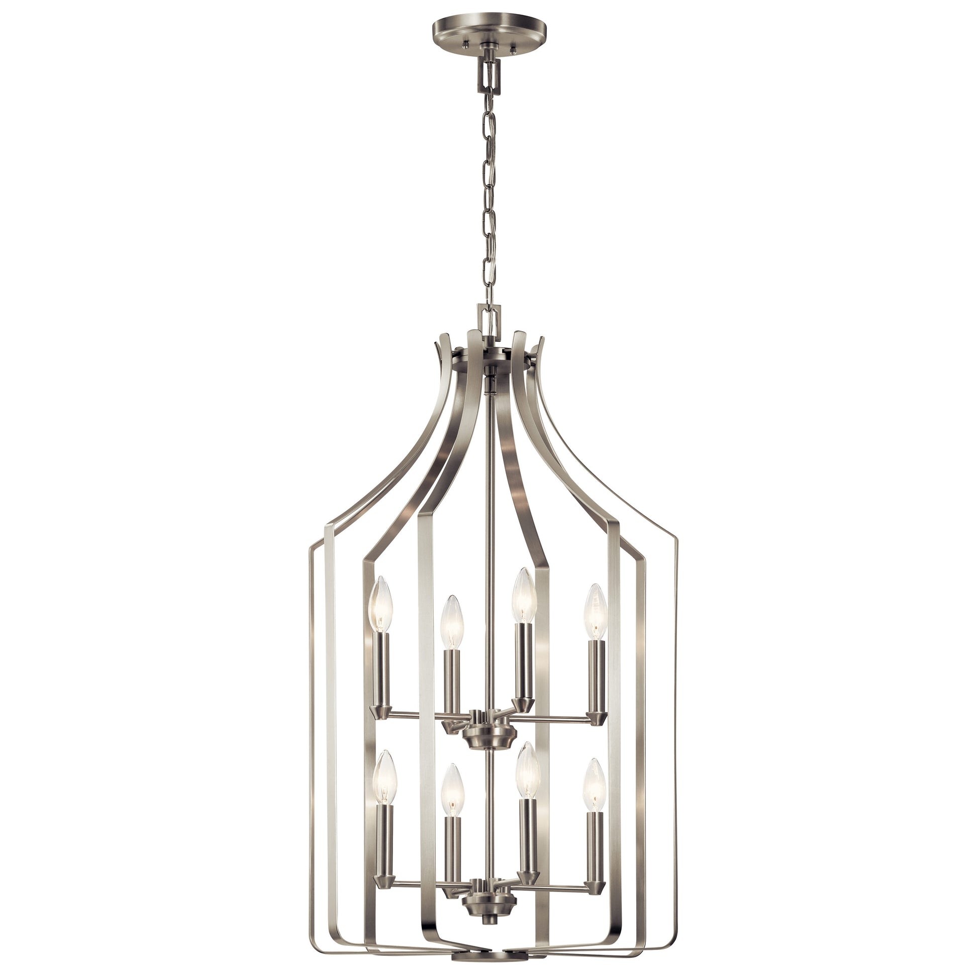 Kichler Morrigan 8 -Light Brushed Nickel Traditional Cage For Use in Bedrooms, Dining Rooms, Foyers, Kitchens, Living Rooms Chandelier 1958848